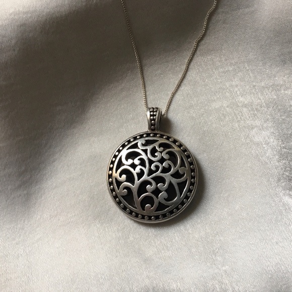 .925 Sterling Silver Scroll Pendant Necklace - Picture 2 of 7